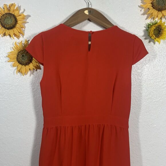 J. Crew Red Poppy Crepe Short Sleeve Dress Size 10 Medium Women’s - Picture 7 of 10